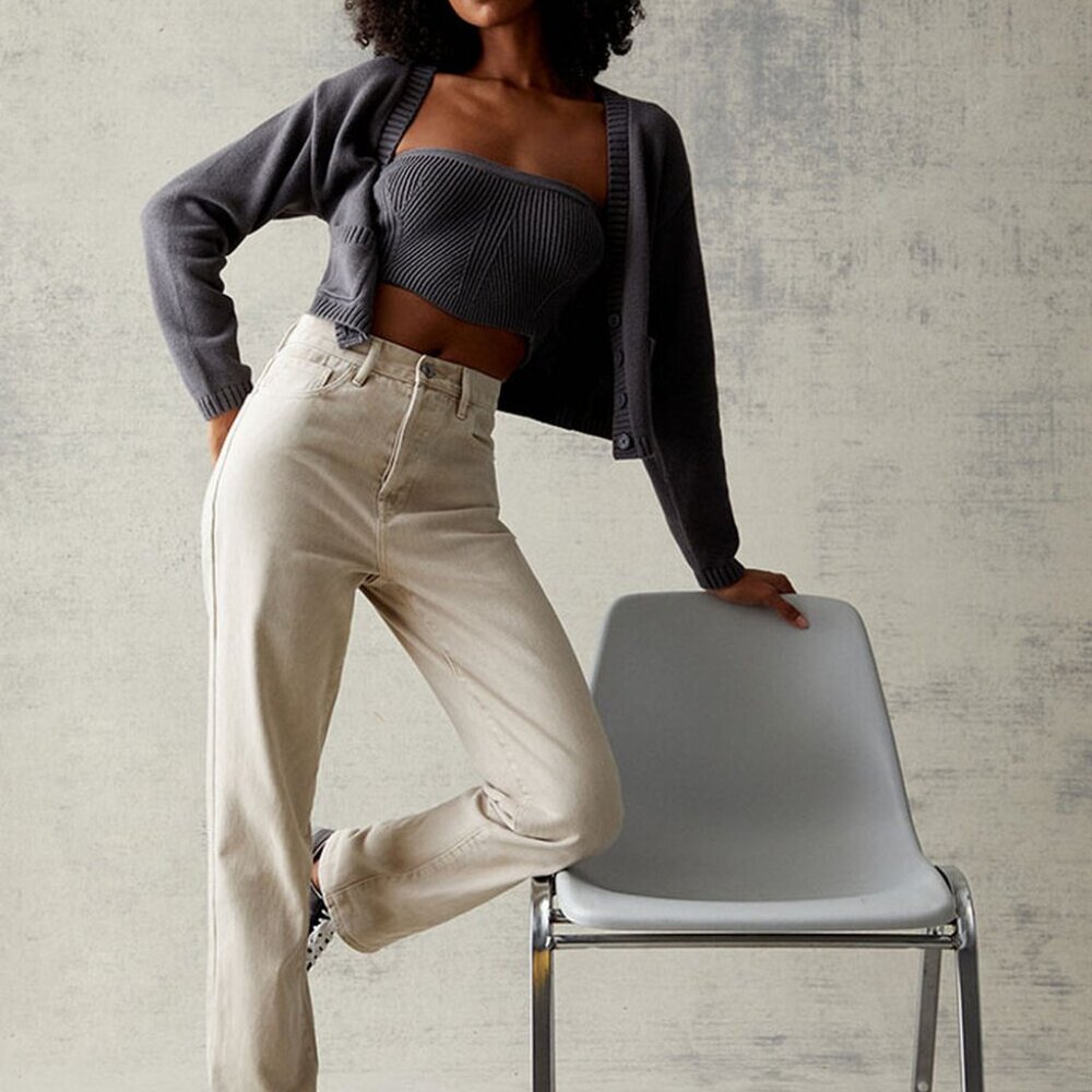 PacSun Beige Dad Jeans